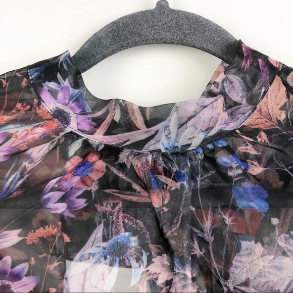 ANTHROPOLOGIE | MAEVE Floral Organza Puff Sleeve Blouse Women’s Size Medium - Picture 6 of 13